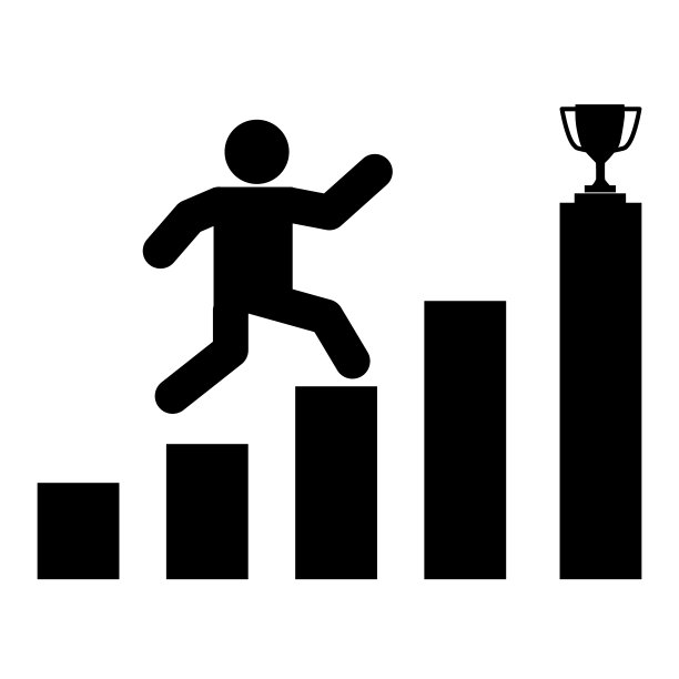 事业成功的图标在白色的背景。工作进步的象征。平的风格。图片下载