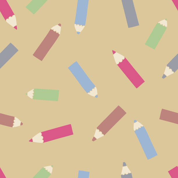 彩色铅笔手绘无缝图案。完美的t恤，织物，纺织品和印花。涂鸦矢量插图装饰和设计。图片下载