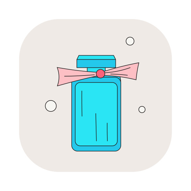 香水古龙水宣传可爱的卡通插图。粉红色涂鸦的图标香水flack古龙水。矢量化妆品香水瓶。韩国美容化妆品用品标志。图片下载