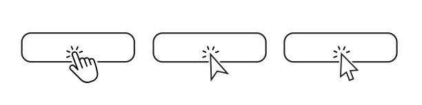 单击鼠标空白按钮图标孤立在白色背景上。矢量手指针点击横幅图片下载