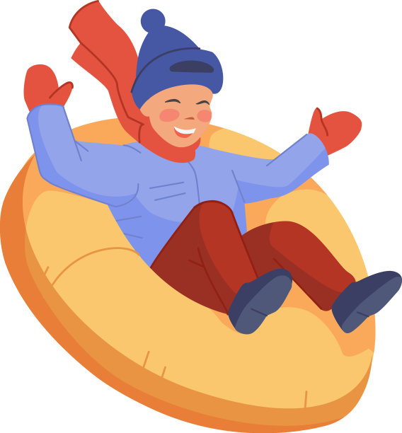 快乐的孩子在橡胶甜甜圈雪地油管活动图片下载