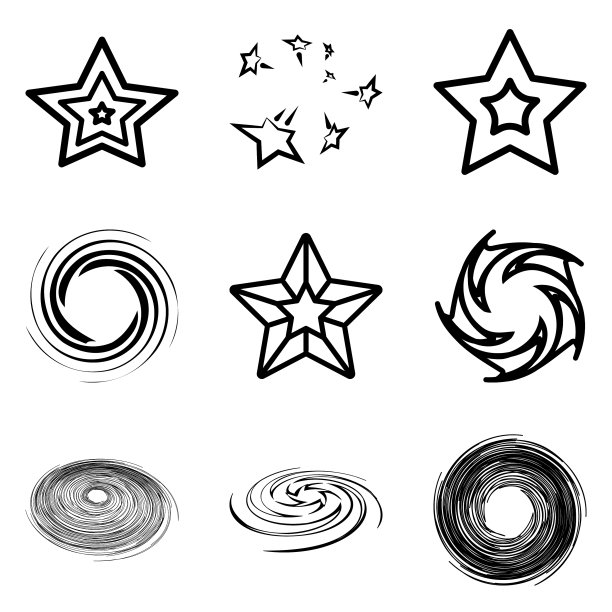 Stars2平面图标设置孤立在白色背景上图片下载