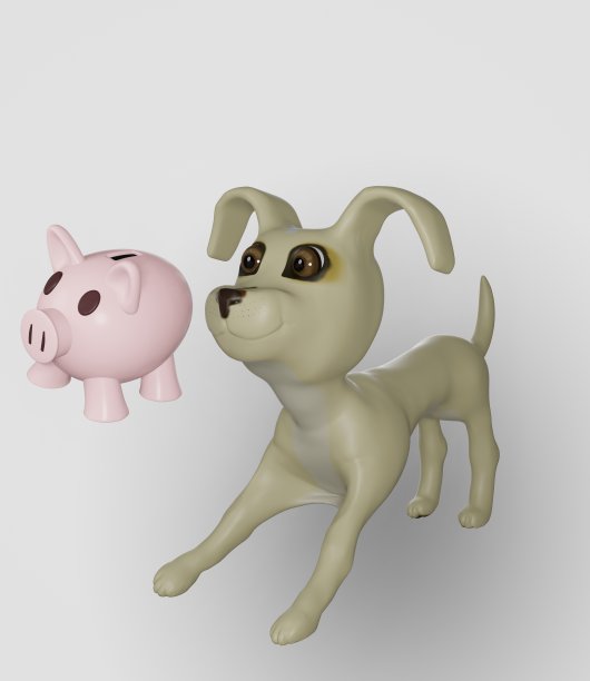 小猪存钱罐和狗图片下载