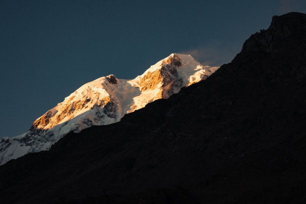 喀喇昆仑山脉的雪山日落美景图片下载
