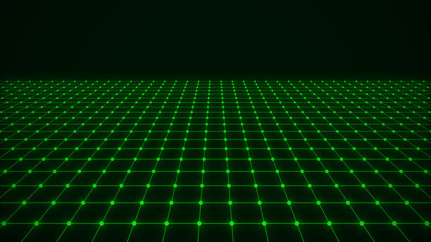 网格技术的角度来看。数字空间线框景观。黑色背景上的蓝色网格。3 d渲染。图片下载