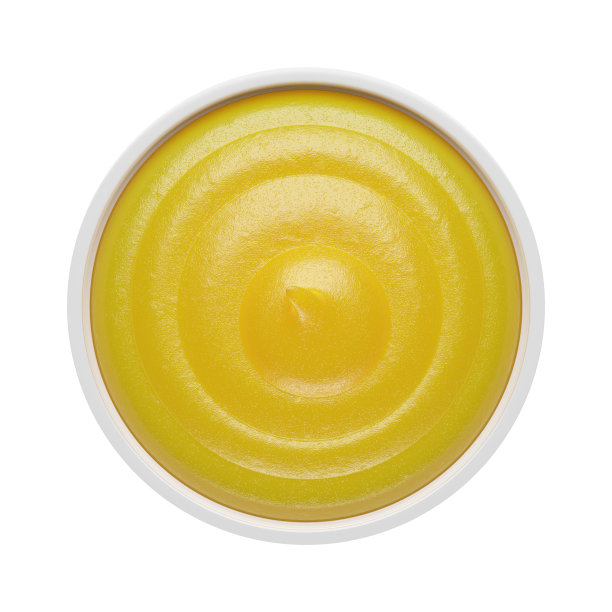 打开芥末酱浸在白色孤立容器。3 d渲染,图片下载