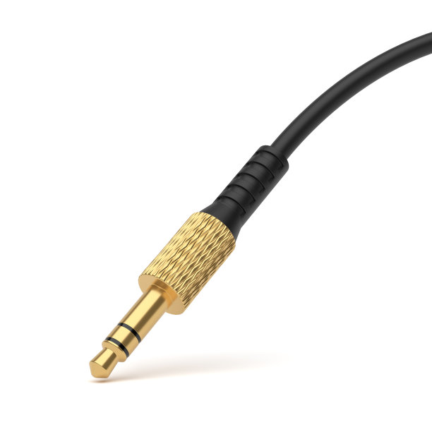 黄金音频插孔孤立在白色背景。3 d渲染。图片下载