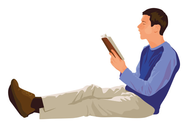 一名学生坐在地上看书图片下载