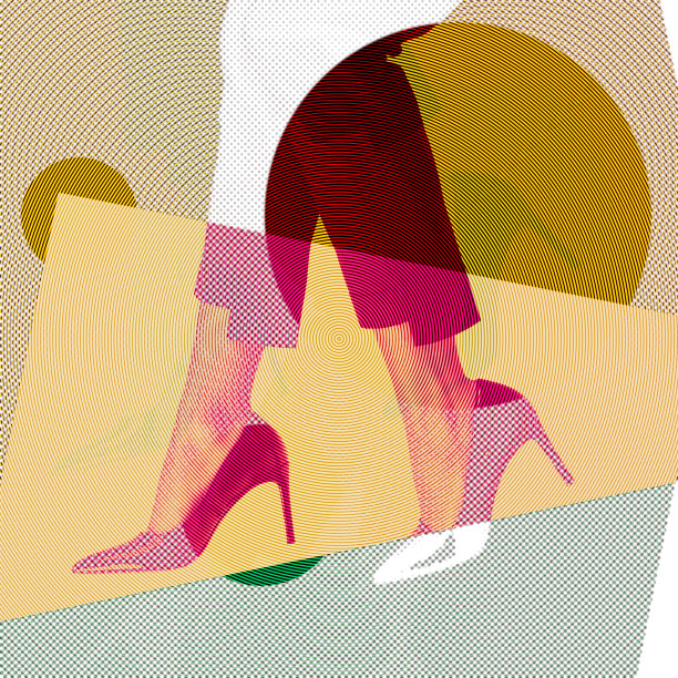 女人的腿与高跟鞋和裤子半色调的模式图片下载