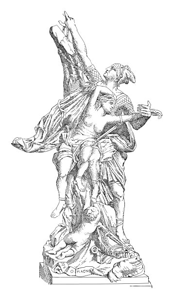 珀尔修斯和安德洛墨达的雕像——古老的雕刻插图图片下载