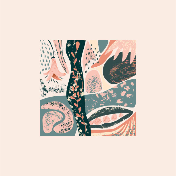 植物的热带海报。美丽的异国情调的植物。时尚的夏季夏威夷印花。彩色时尚的花卉背景。打印图片，t恤，枕头，横幅和更多。矢量插图。图片下载