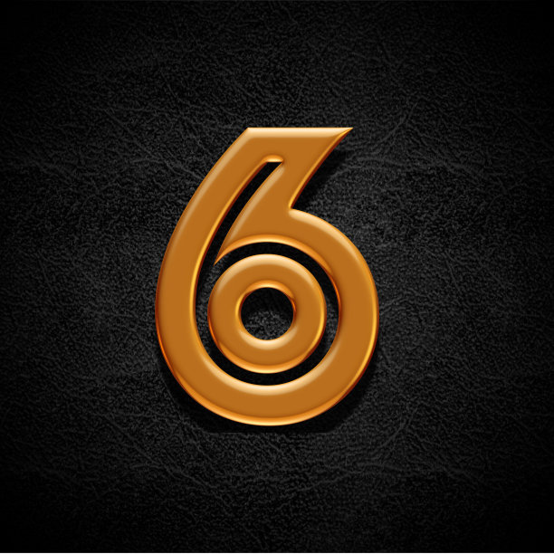 金色字母在黑暗背景，数字6,3d渲染图片下载