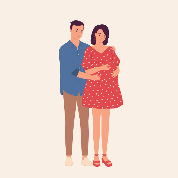 一个快乐的孕妇和她的丈夫的肖像。为人父母。图片下载
