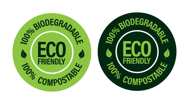100%生物可降解，100%可堆肥的矢量图标图片下载