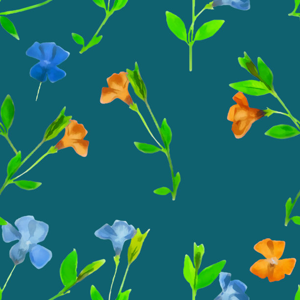 小长春花。插图，花的纹理。连续复制的无缝模式。花卉背景，照片拼贴纺织品，棉织物。墙纸，封面，打印图片下载