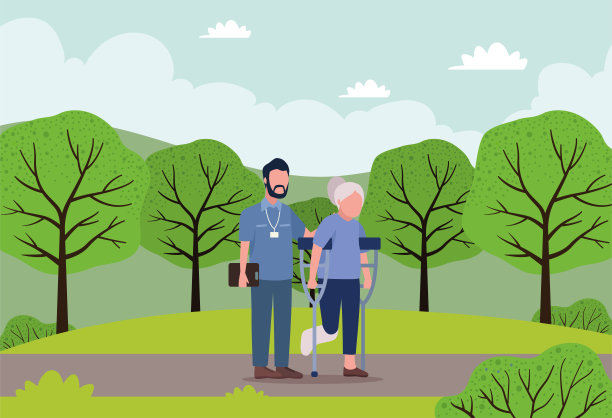 看护者和老妇人图片下载