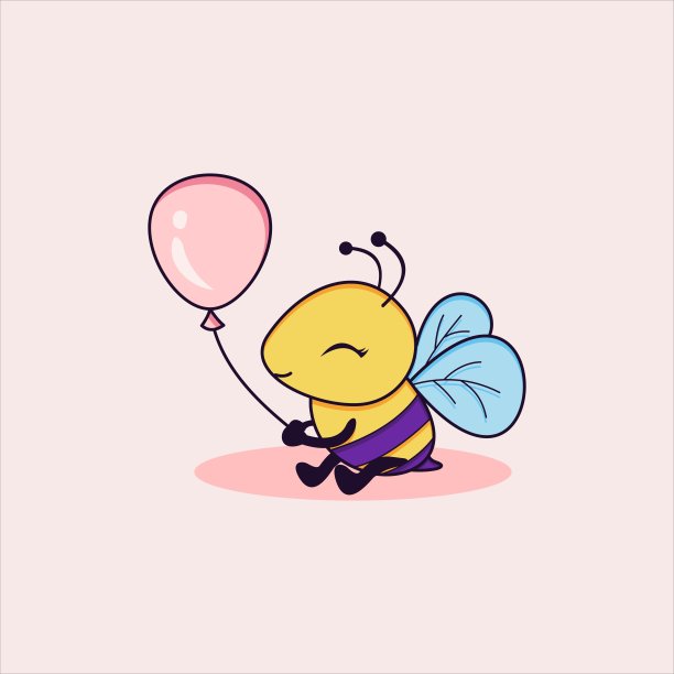 可爱的蜜蜂抱着气球图片下载