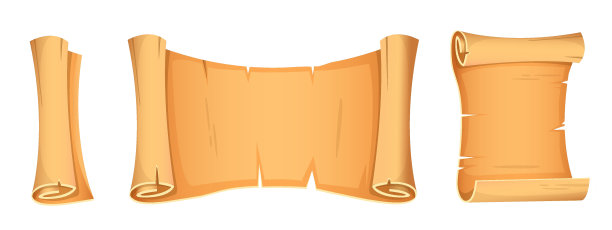 老式羊皮纸，卷轴，用于游戏，视频播放器或网站的用户界面设计。矢量动画图片下载