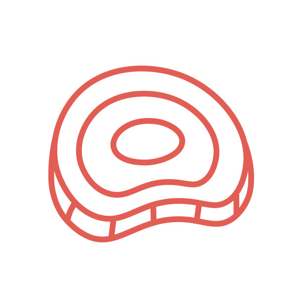 切片红肉矢量图标肉图标牛肉插图培根轮廓孤立图像在白色背景图片下载