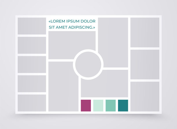 照片拼贴模板。情绪。矢量插图。摄影专辑网格。图片下载