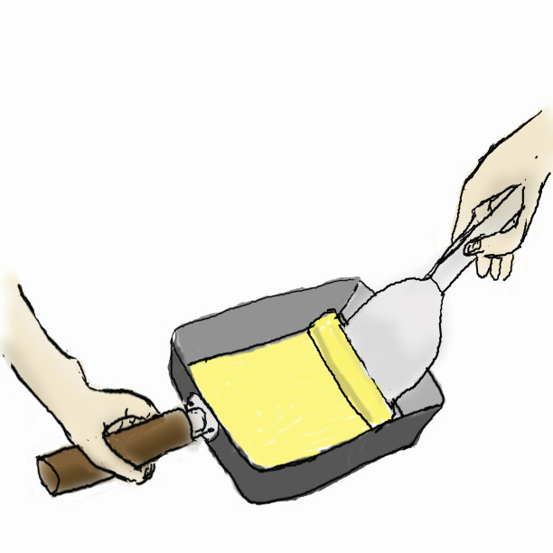 做蛋卷(把鸡蛋放在一个方形煎锅里，从顶部开始滚动。)图片下载