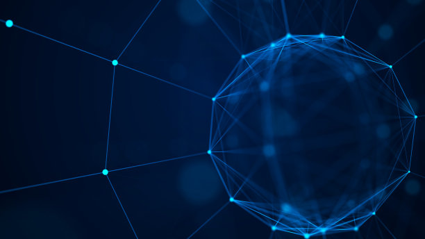 带有移动信息粒子的球体。全球通信技术。3 d渲染。图片下载