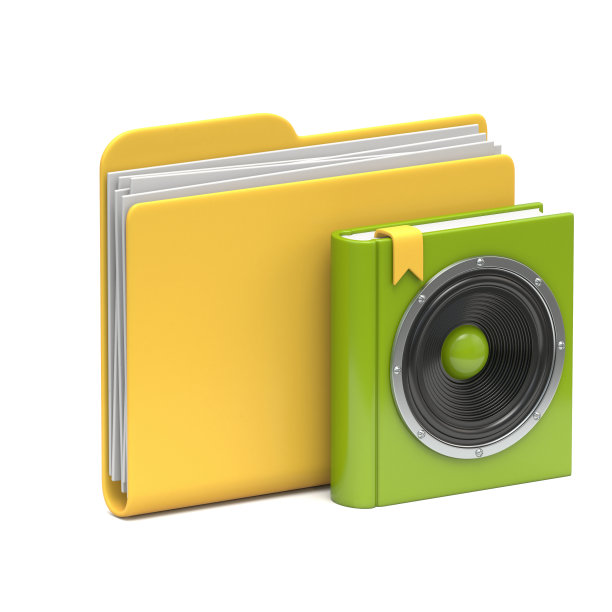 黄色文件夹图标音频书3D图片下载