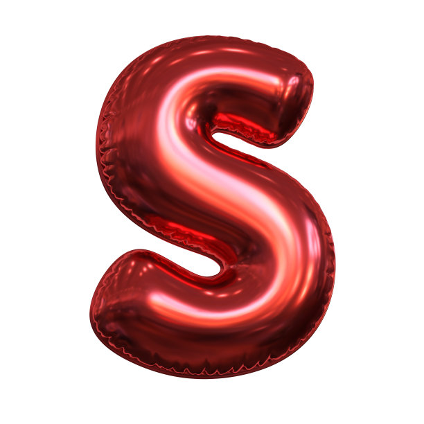 粉色金属气球字体3d渲染，字母S图片下载