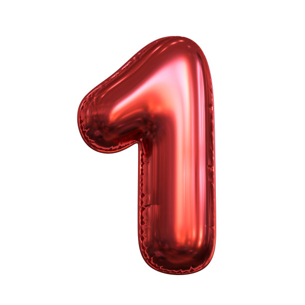 粉色金属气球字体3d渲染，1号图片下载