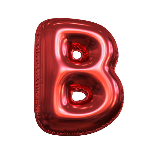 粉色金属气球字体3d渲染，字母B图片下载