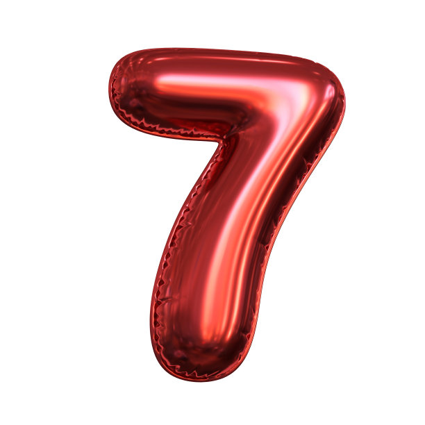 粉色金属气球字体3d渲染，7号图片下载