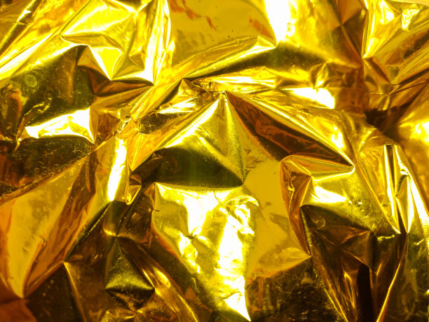 金色锡纸背景。全帧闪亮的金色纹理背景图片下载