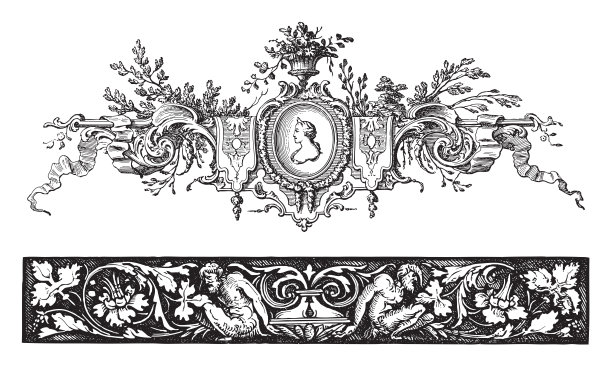 装饰装饰边。老式雕刻插图图片下载