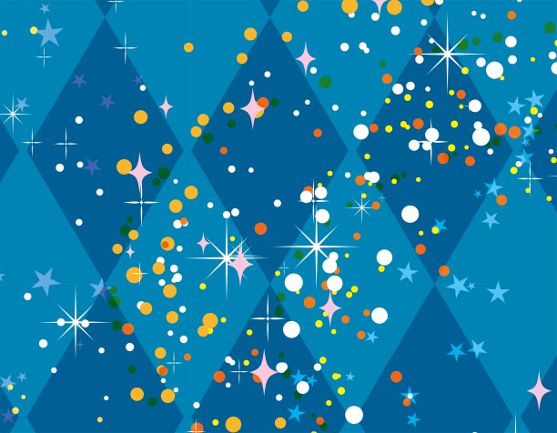 在蓝色钻石背景/插图材料上有闪闪发光的星星的壁纸材料(矢量插图)图片下载