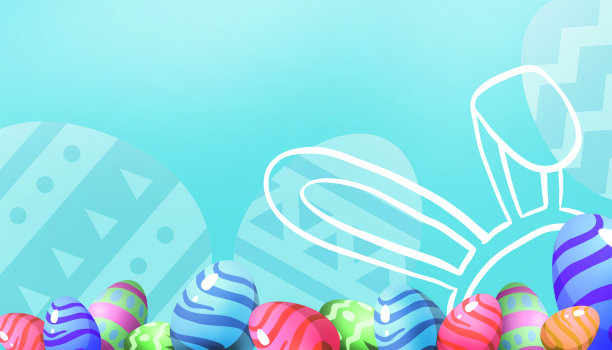 复活节海报设计横幅和兔子剪纸风格复活节彩蛋在绿色。产品，显示，复制空间，横幅，贺卡，网站-3d渲染图片下载