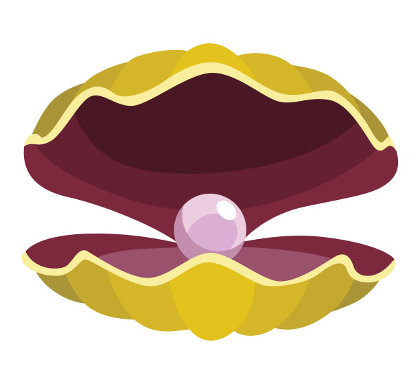 珍珠贝壳。打开贝壳扇贝和珍珠贝壳图标。美丽的珍珠在蛤蜊壳在卡通平面风格。矢量插图孤立在白色背景上图片下载