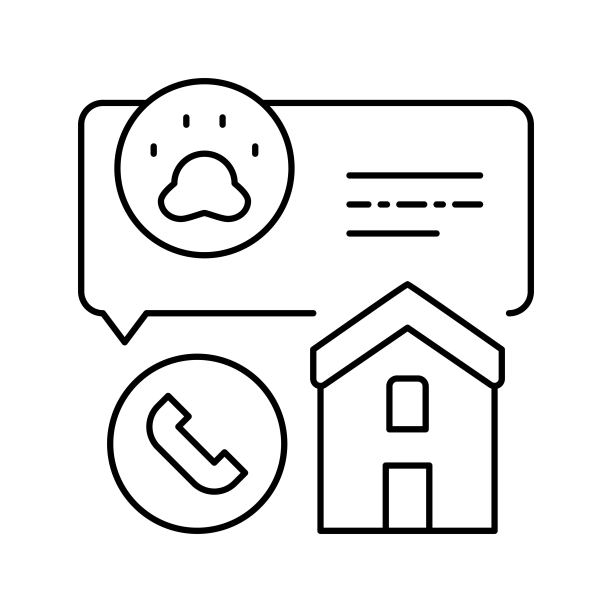 房子叫家庭宠物线图标矢量插图图片下载