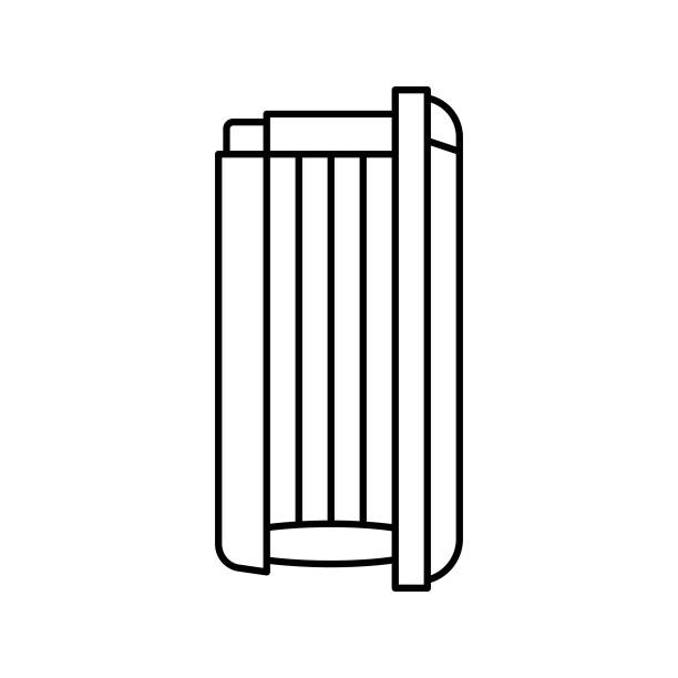 垂直舱室开放日光浴室设备线图标矢量插图图片下载