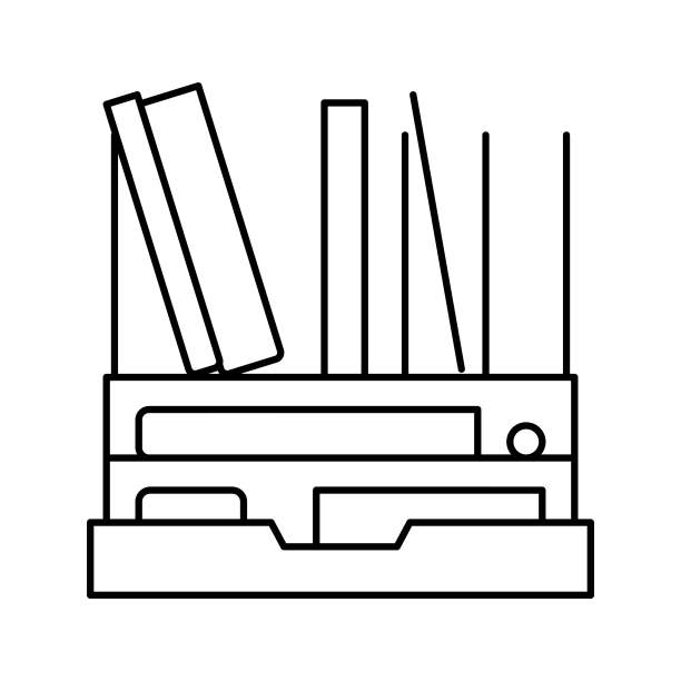 桌面组织者行图标矢量插图图片下载