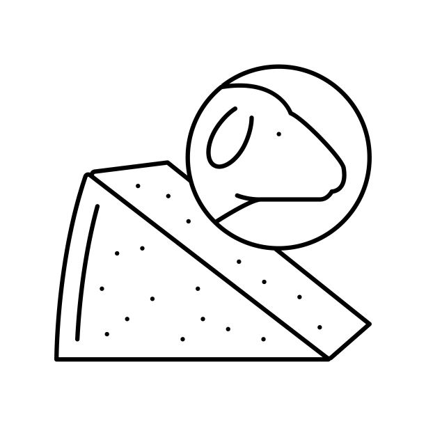奶酪绵羊线条图标矢量插画图片下载