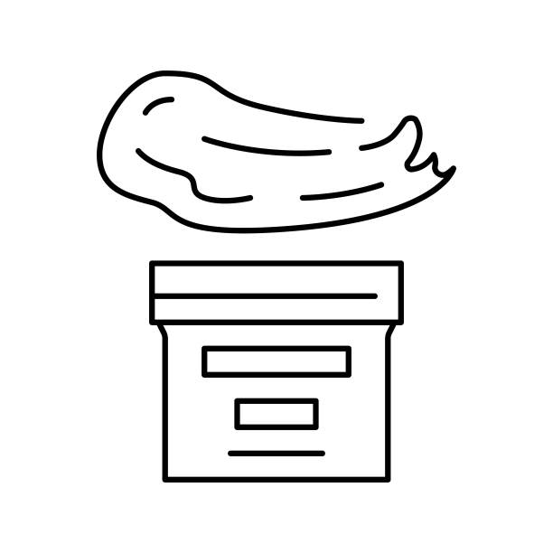 羊毛脂羊毛蜡线图标矢量插图图片下载