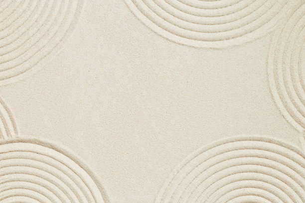 日本禅宗花园图案，沙上同心圆，冥想宁静图片下载