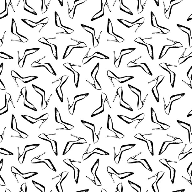 黑白时尚鞋跟图案图片下载