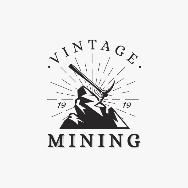 经典的采矿标志插图在白色的背景图片下载