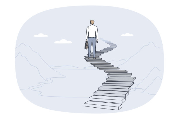 踏上事业成功阶梯的商人图片下载