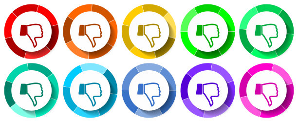 不喜欢图标集，不像平面设计矢量插图在10种颜色的选择移动应用程序和网页设计图片下载