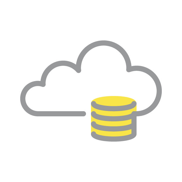 云计算、数据库存储线图标图片下载