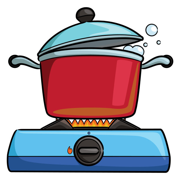 炉子上的锅卡通画图片下载