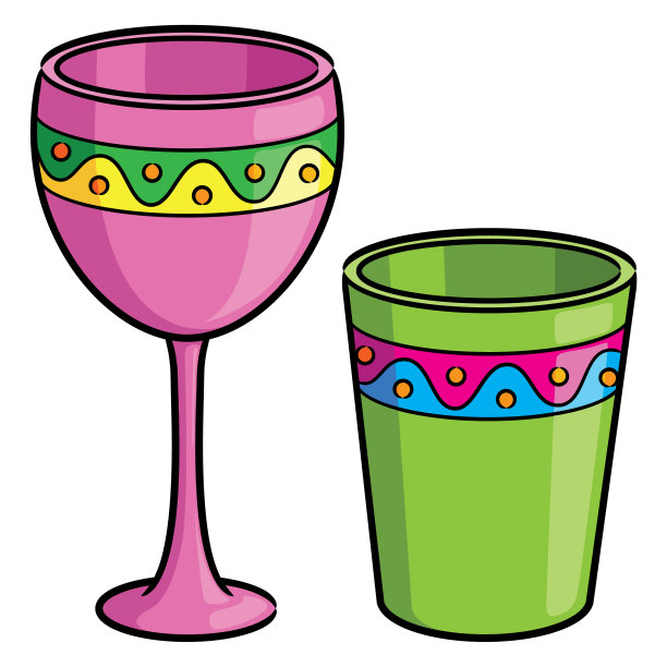 彩色酒杯卡通图片下载