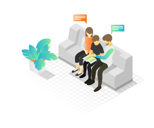 父亲和母亲教他们的孩子读书图片下载